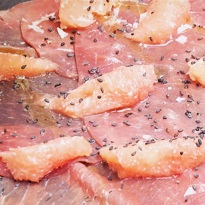 Carpaccio di bresaola al pompelmo